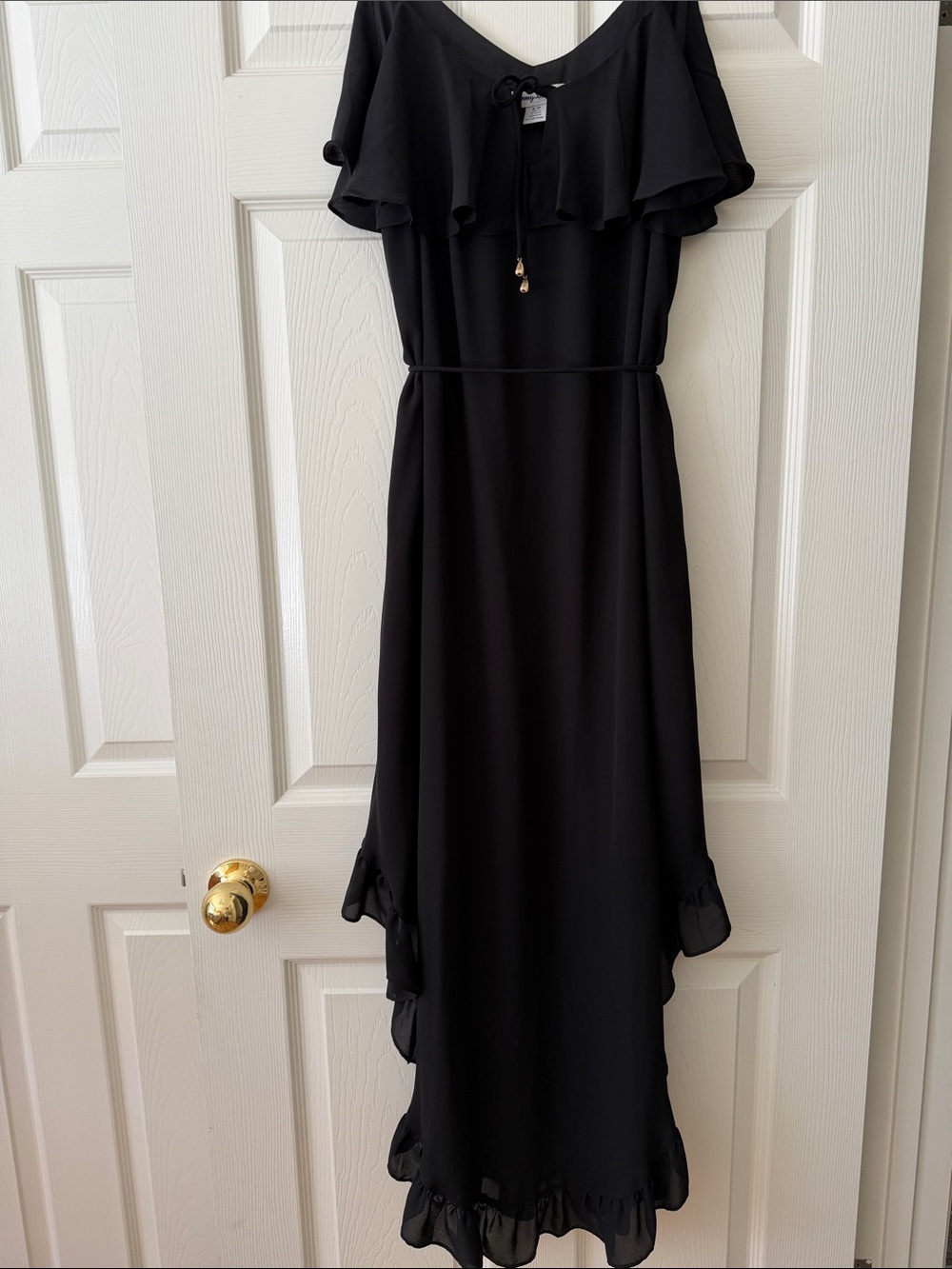 Tommy Bahama Black Maxi Dress with Ruffle Yoke